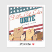 Harris Walz Childless Cat Ladys Unite Fats Aufkleber (Blatt)