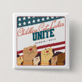 Harris Walz Childless Cat Ladys Unite Fats Button (Vorderseite)