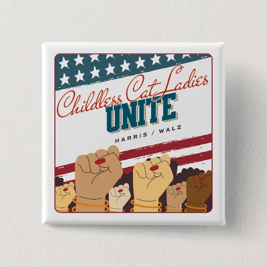 Harris Walz Childless Cat Ladys Unite Fats Button (Vorderseite)