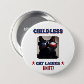 Harris Walz Childless Cat Ladys Unite Foto Cat Button (Vorne & Hinten)