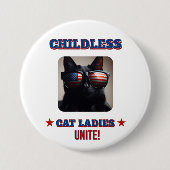 Harris Walz Childless Cat Ladys Unite Foto Cat Button (Vorderseite)