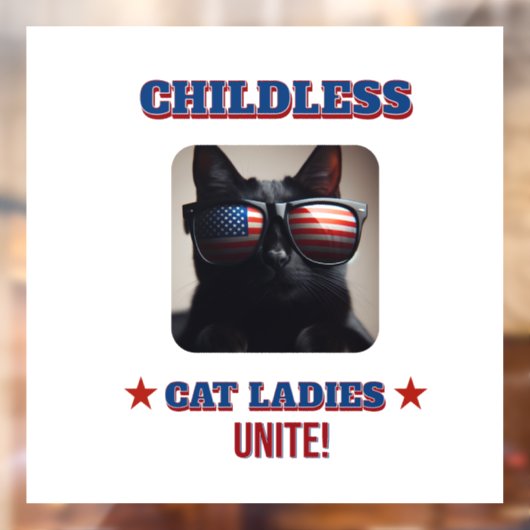 Harris Walz Childless Cat Ladys Unite Foto Cat Fensteraufkleber (Blatt 2)