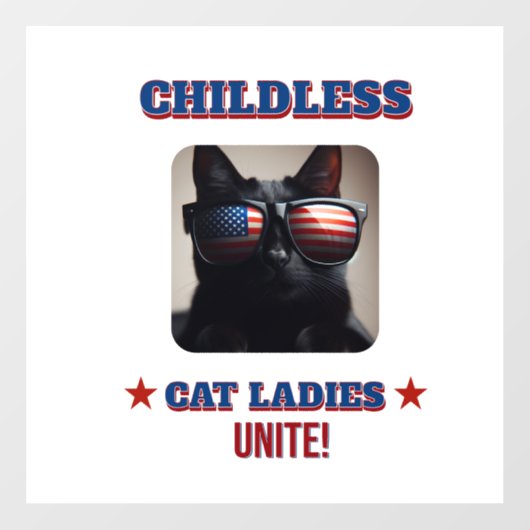 Harris Walz Childless Cat Ladys Unite Foto Cat Fensteraufkleber (Blatt)