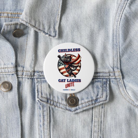 Harris Walz Childless Cat Ladys Unite Herde Cat Button (Beispiel)