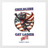 Harris Walz Childless Cat Ladys Unite Herde Cat Fensteraufkleber (Blatt)