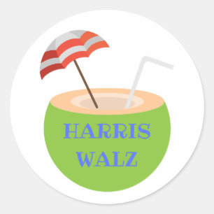 Harris Walz Cocnut Drink Sticker