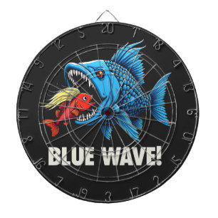 Harris Walz Election Blue Waves Democratic Fish Dartscheibe