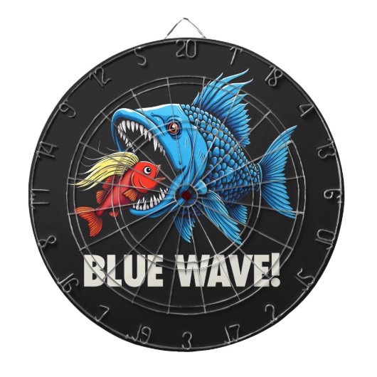 Harris Walz Election Blue Waves Democratic Fish Dartscheibe (vorne)