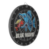 Harris Walz Election Blue Waves Democratic Fish Dartscheibe (Vorderseite Links)