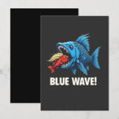 Harris Walz Election Blue Waves Democratic Fish Einladung (Vorne/Hinten)