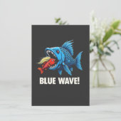 Harris Walz Election Blue Waves Democratic Fish Einladung (Stehend Vorderseite)
