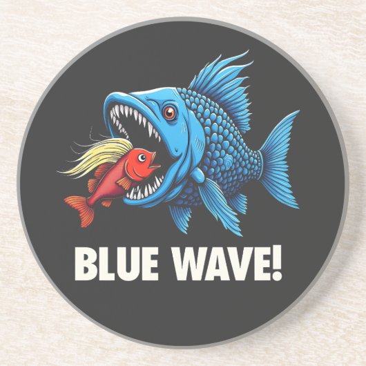 Harris Walz Election Blue Waves Democratic Fish Getränkeuntersetzer (Vorne)