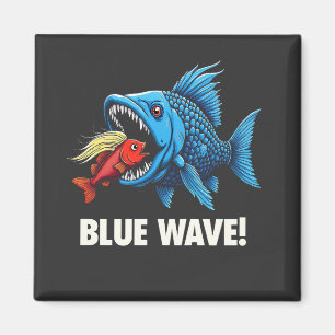 Harris Walz Election Blue Waves Democratic Fish Magnet