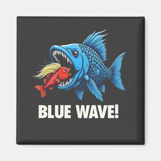 Harris Walz Election Blue Waves Democratic Fish Magnet (Vorne)