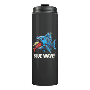 Harris Walz Election Blue Waves Democratic Fish Thermosbecher