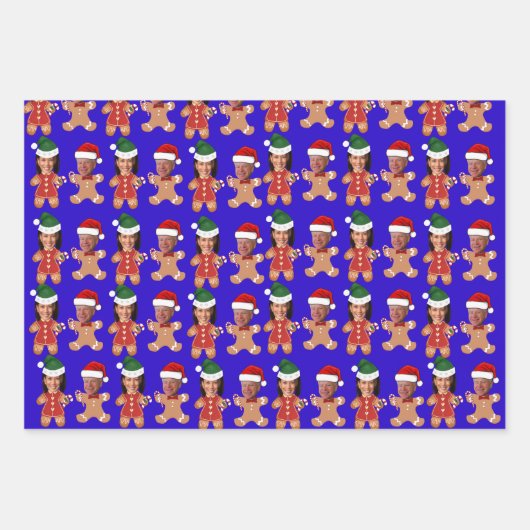 Harris Walz Face Gingerbread Weihnachtsgeschenk Geschenkpapier Set (Vorderseite 3)