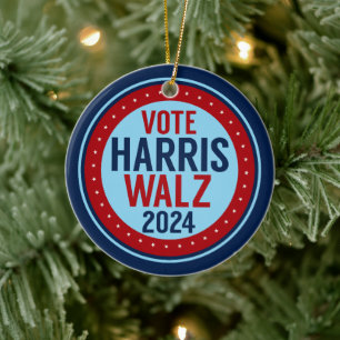 Harris Walz für Präsident 2024 zu Weihnachten Keramik Ornament