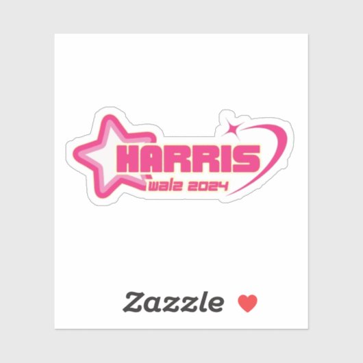 Harris Walz Girly Pink Stars und Präsident des Her Aufkleber (Blatt)