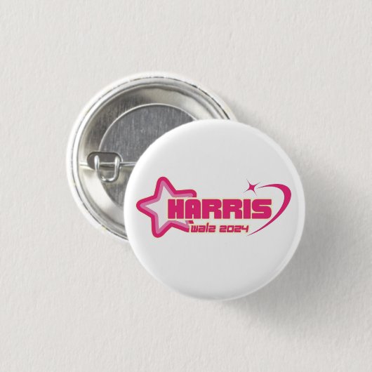 Harris Walz Girly Pink Stars und Präsident des Her Button (Vorne & Hinten)