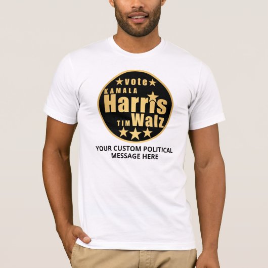 Harris Walz Gold Coole politische Wahlen T-Shirt (Vorderseite)