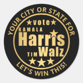 Harris Walz Gold Personalisierte politische Wahlen Runder Aufkleber (Vorderseite)