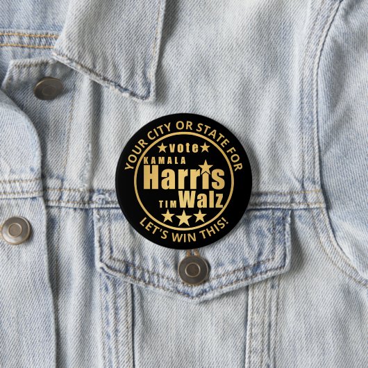 Harris Walz Gold Personalisierte Wahlen Politisch Button (Beispiel)