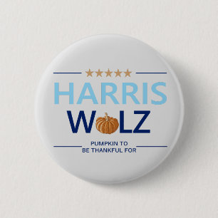 Harris Walz Halloween-Kürbis, für den man dankbar Button