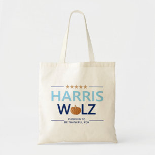 Harris Walz Halloween-Kürbis, für den man dankbar Tragetasche