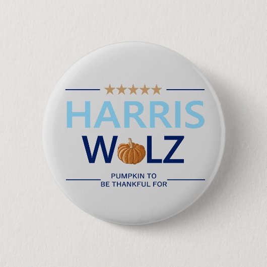 Harris Walz Halloween Pumpkin ist dankbar für Button (Vorderseite)