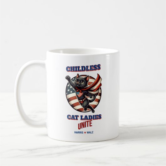 Harris Walz Hero Cat Childless Cat Ladys Unite Kaffeetasse (Links)