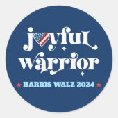 Harris Walz Joyful Warrior Navy USA Flag Herz Runder Aufkleber (Vorderseite)