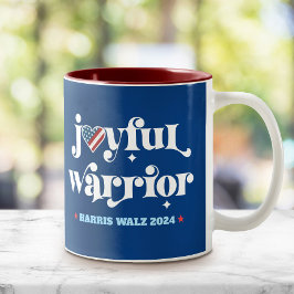 Harris Walz Joyful Warrior USA Flag Heart Navy Zweifarbige Tasse