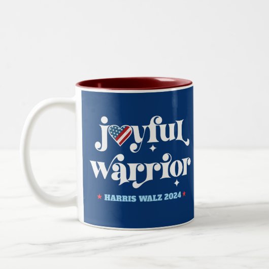 Harris Walz Joyful Warrior USA Flag Heart Navy Zweifarbige Tasse (Links)