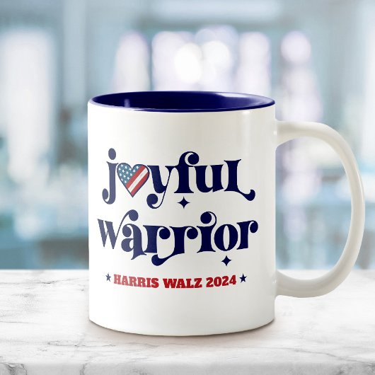 Harris Walz Joyful Warrior USA Flag Herz White Zweifarbige Tasse