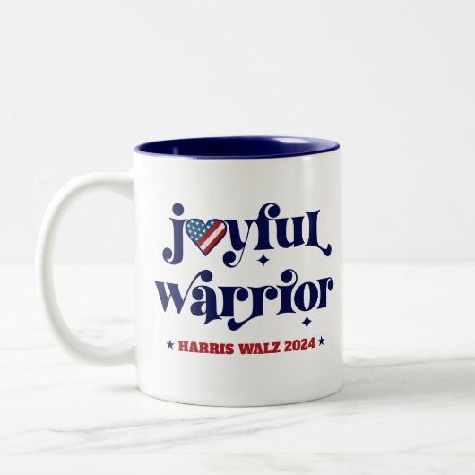 Harris Walz Joyful Warrior USA Flag Herz White Zweifarbige Tasse (Links)