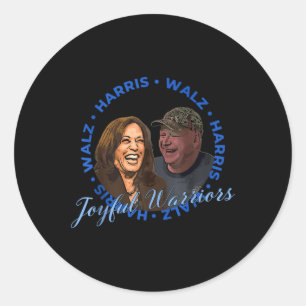 Harris Walz Joyful Warriors Walz Kamala Harris 202 Runder Aufkleber