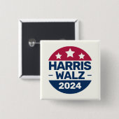 Harris Walz Kampagne 2024 für Präsident Patriotic Button (Vorne & Hinten)