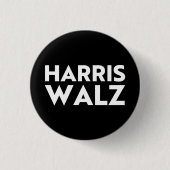 Harris Walz Moderne fett gedruckte Typografie weiß Button (Vorderseite)