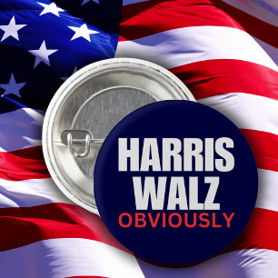 Harris Walz OBVIOUSLY   Harris Walz 2024 offensich Button