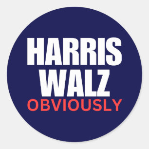 Harris Walz OBVIOUSLY   Harris Walz 2024 offensich Runder Aufkleber