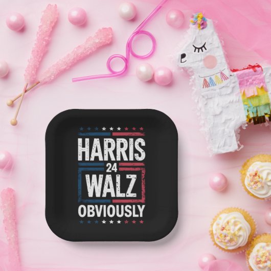 Harris Walz, offensichtlich Harris Waltz 2024 Wahl Pappteller (Party)