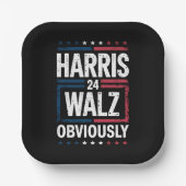 Harris Walz, offensichtlich Harris Waltz 2024 Wahl Pappteller (Vorderseite)