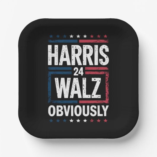 Harris Walz, offensichtlich Harris Waltz 2024 Wahl Pappteller (Vorderseite)