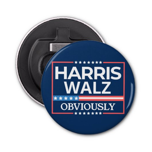 Harris Walz. Offensichtlich. Kamala Harris Tim Wal Flaschenöffner (Vorderseite)