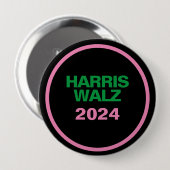 HARRIS WALZ Pink Green Black Large Round Button (Vorne & Hinten)