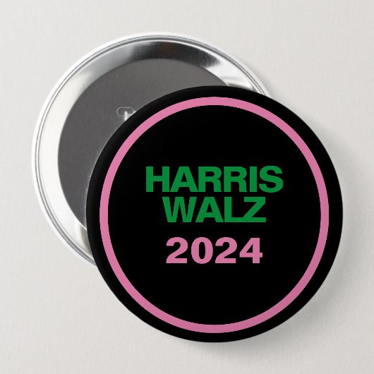 HARRIS WALZ Pink Green Black Large Round Button (Vorne & Hinten)