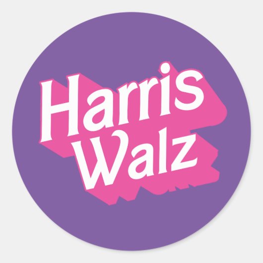 Harris Walz Pink Runder Aufkleber (Vorderseite)