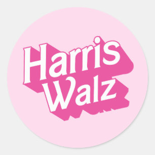 Harris Walz Pink Runder Aufkleber