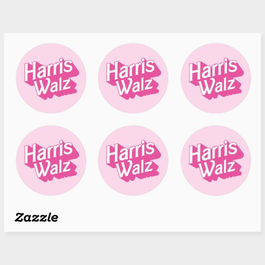 Harris Walz Pink Runder Aufkleber (Blatt)