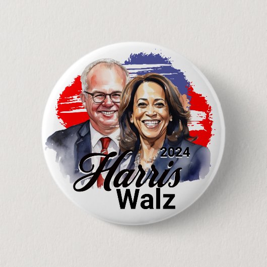Harris Walz Präsidentschaftswahl 2024 Button (Vorderseite)